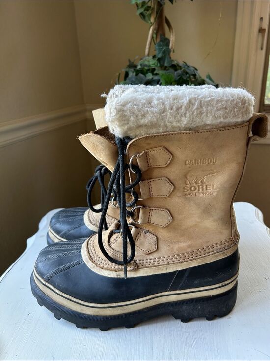 Sorel Caribou Tan and Black Waterproof Winter Lace Boots Men’s Size 7 main image 5